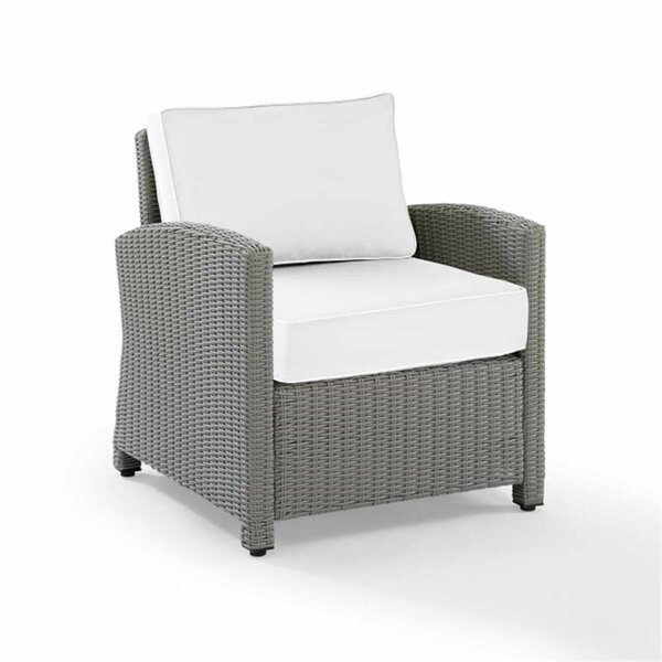 Claustro 30.50 x 35 x 32.50 in. Bradenton Outdoor Armchair - Sunbrella, White & Gray CL3042815